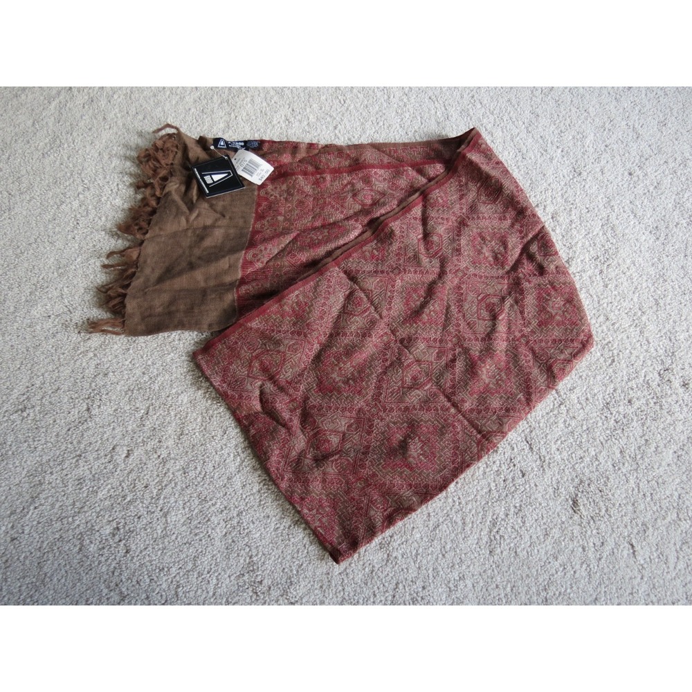 A. Brod Brown Pattern 100% Wool Scarf NWT Womens Scarf Wrap 80x23